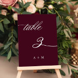 Numéro De Table Mariage de calligraphie romantique numéro 3, Bourg<br><div class="desc">Tableau 3. Veuillez vérifier tous les numéros disponibles. | Numéro de table du mariage de calligraphie tourbillonnant romantique et élégant. Pour une personnalisation plus avancée de cette conception,  cliquez sur le BOUTON OUTIL DESIGN BLEU ci-dessus !</div>