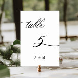 Numéro De Table Mariage de calligraphie romantique numéro 5,<br><div class="desc">Tableau 5. Veuillez vérifier tous les numéros disponibles. | Numéro de table du mariage de calligraphie tourbillonnant romantique et élégant avec initiales. Pour une personnalisation plus avancée de cette conception,  cliquez sur le BOUTON OUTIL DESIGN BLEU ci-dessus !</div>