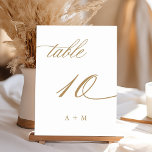 Numéro De Table Mariage de calligraphie romantique or numéro 10,<br><div class="desc">Tableau 10. Veuillez vérifier tous les numéros disponibles. | Numéro de table de mariage de calligraphie tourbillonnant romantique et élégant avec monogrammes. Pour une personnalisation plus avancée de cette conception,  cliquez sur le BOUTON OUTIL DESIGN BLEU ci-dessus !</div>