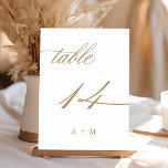 Numéro De Table Mariage de calligraphie romantique or numéro 14,<br><div class="desc">Tableau 14. Veuillez vérifier tous les numéros disponibles. | Numéro de table de mariage de calligraphie tourbillonnant romantique et élégant avec monogrammes. Pour une personnalisation plus avancée de cette conception,  cliquez sur le BOUTON OUTIL DESIGN BLEU ci-dessus !</div>