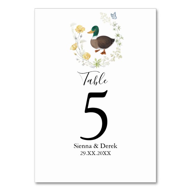 Numéro De Table Mariage de canard colvert fleur sauvage (Par défaut)