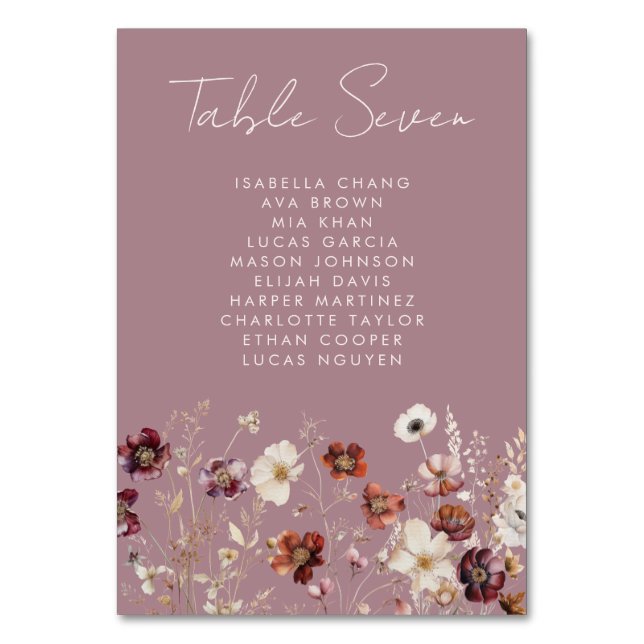 Numéro De Table Mariage de champ Fleur sauvage d'automne (Par défaut)
