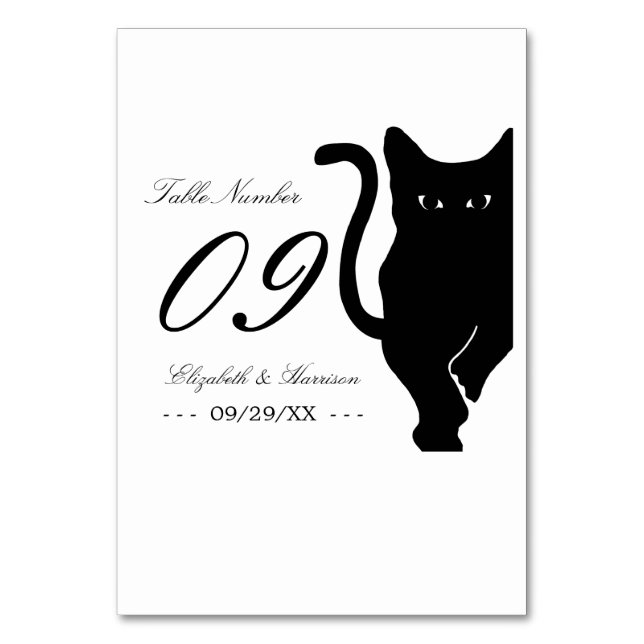Numéro De Table Mariage de chat noir Whimsical moderne (Par défaut)