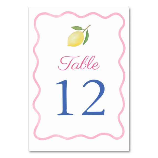 Numéro De Table Mariage de citron vert rose moderne (Par défaut)