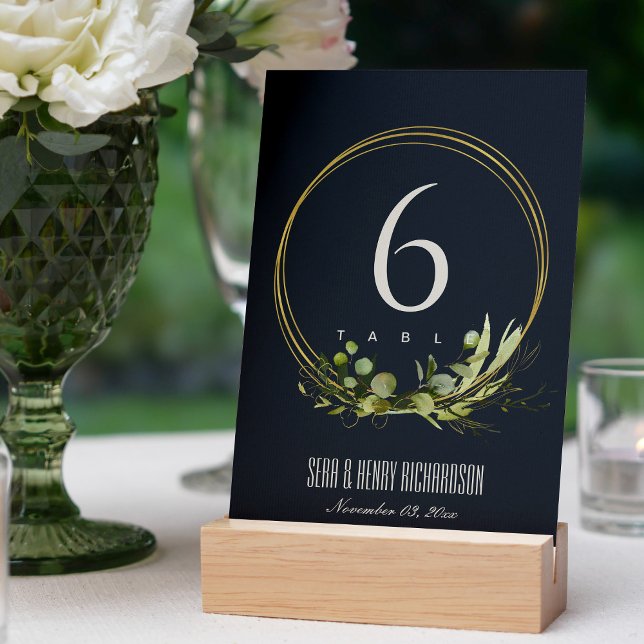 NUMÉRO DE TABLE MARIAGE DE COULEUR D'EAU EN FEUILLE VERT MARINE (Créateur téléchargé)