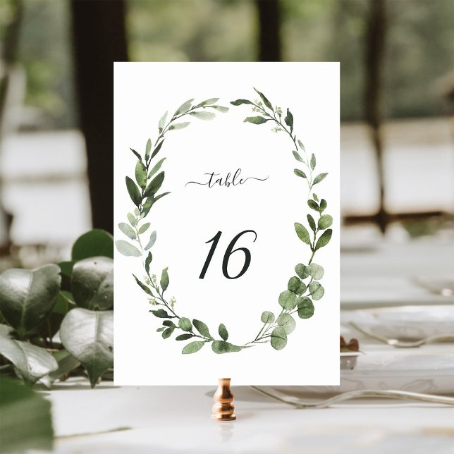 Numéro De Table Mariage de couronne verte Eucalyptus Numéro de tab (Créateur téléchargé)