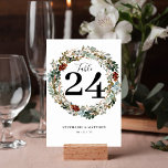 Numéro De Table Mariage de couronnes d'aquarelle botanique moderne<br><div class="desc">Cette belle collection de gerbes a été influencée par les couronnes de Noël et s'adapterait parfaitement à ceux qui planifient une cérémonie d'hiver d'automne.</div>