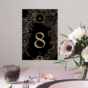 Numéro De Table Mariage de couronnes personnalisées Elegant Black