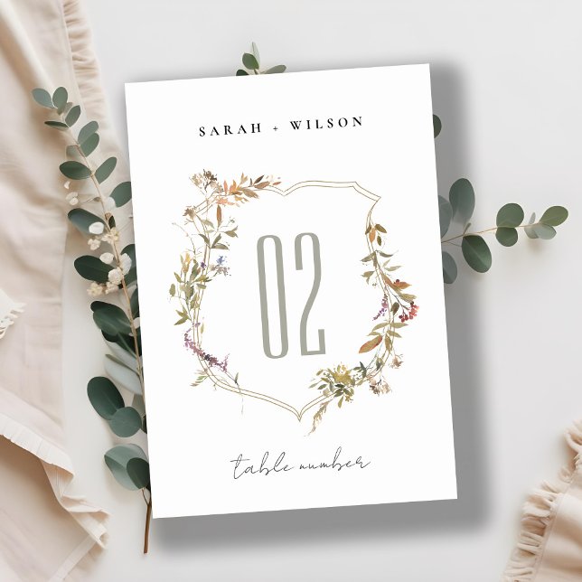 Numéro De Table Mariage de crête Fleur sauvage rose rose chic (Créateur téléchargé)