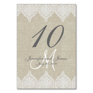 Numéro De Table Mariage de dentelle rustique chaud