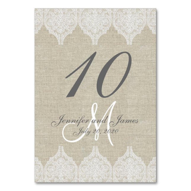 Numéro De Table Mariage de dentelle rustique chaud (Par défaut)