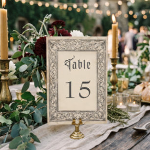 Numéro De Table Mariage de fantasy médiévale noir gravure vintage