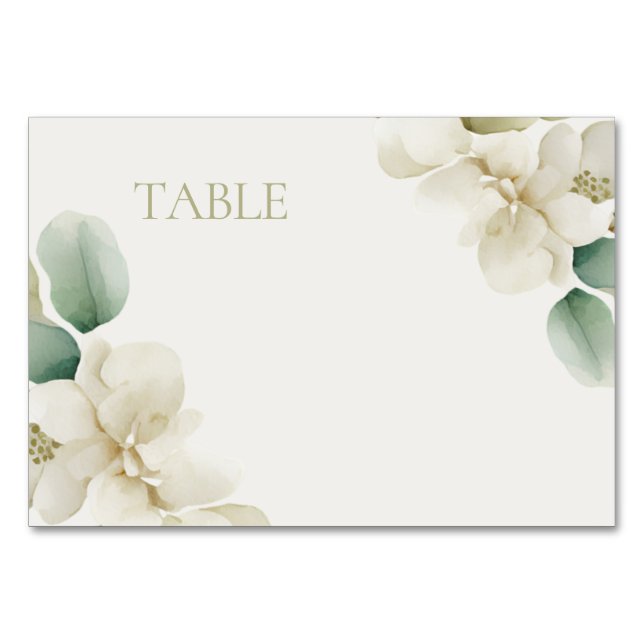 Numéro De Table Mariage de feuillage vert coupé (Devant)