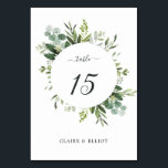 Numéro De Table Mariage de feuillage vert Eucalyptus<br><div class="desc">Cette carte de numéro de table mariage est composée d'eucalyptus à l'aquarelle peinte,  de feuilles verts et d'un cadre circulaire. Pour une personnalisation plus avancée de cette conception,  cliquez sur le lien "Customiser plus loin". Des articles correspondants sont également disponibles.</div>