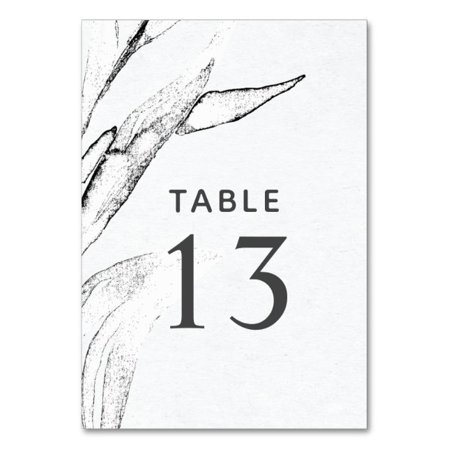 Numéro De Table Mariage de feuilles graphiques en noir et blanc (Par défaut)