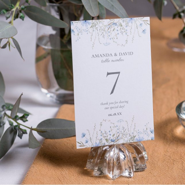 Numéro De Table Mariage de Fleur Sauvage Bleu Pervenche  (Créateur téléchargé)