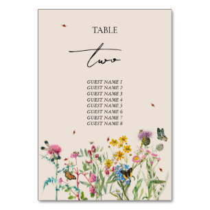 Numéro De Table Mariage de Fleur sauvage d'aquarelle Jardin & Inse