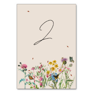 Numéro De Table Mariage de Fleur sauvage d'aquarelle Jardin & Inse