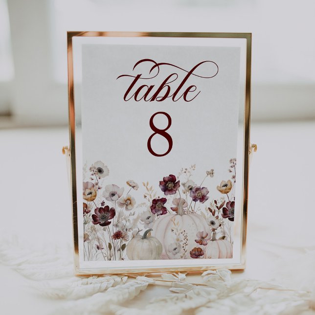 Numéro De Table Mariage de Fleur Sauvage de l'Automne Rustique (Créateur téléchargé)
