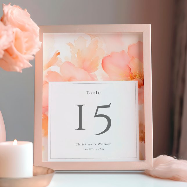 Numéro De Table Mariage de fleurs d'aquarelle moderne (Créateur téléchargé)
