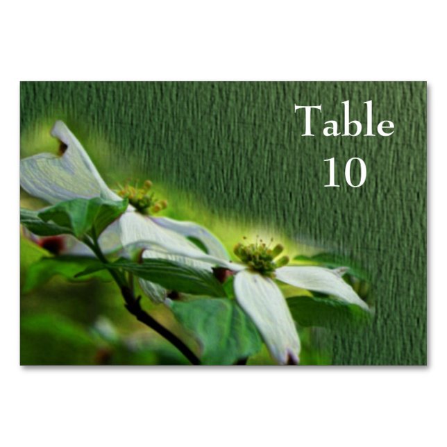 Numéro De Table Mariage de fleurs de bois de chien blanc (Devant)