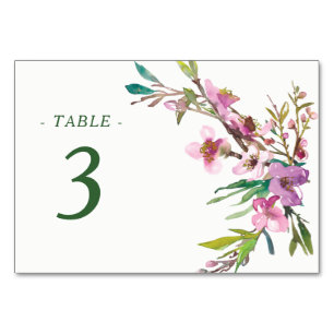 Numéro De Table Mariage de fleurs de cerisier rose