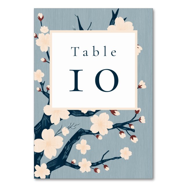 Numéro De Table Mariage de fleurs de cerisiers japonais (Dos)