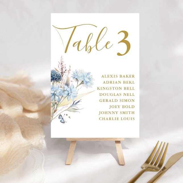 Numéro De Table Mariage de fleurs de printemps bleu Dusty (Créateur téléchargé)