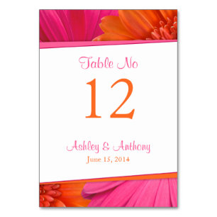 Numéro De Table Mariage de fleurs rose orange Gerbera Daisy