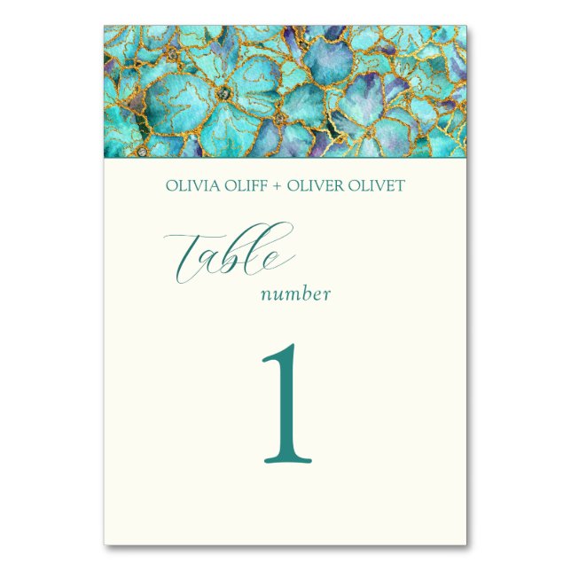 Numéro De Table Mariage de fleurs turquoise (Par défaut)