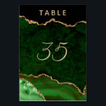 Numéro De Table Mariage de géoode d'âge or vert<br><div class="desc">Le chic vert émeraude et or parties scintillant agate numéros de table mariage facile à customiser.</div>