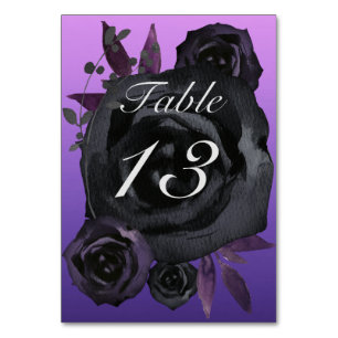 Numéro De Table Mariage de goth Rose noir violet