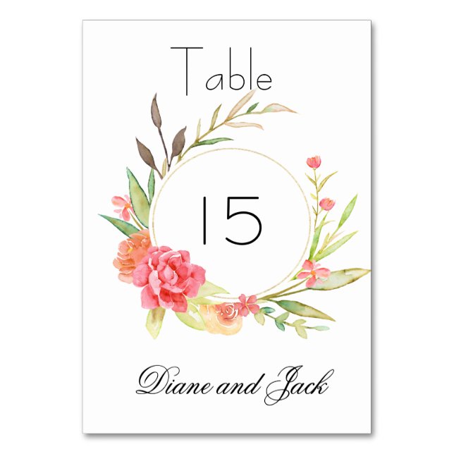 Numéro De Table Mariage de jardin d'aquarelle (Par défaut)