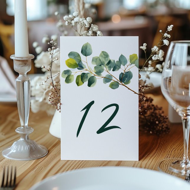 Numéro de table mariage de la branche Eucalyptus (Eucalyptus branch wedding table number)