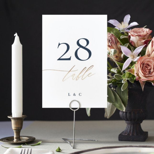 Numéro De Table Mariage de la classe d'or bleu marine (Créateur téléchargé)