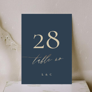 Numéro De Table Mariage de la classe d'or bleu marine