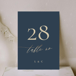 Numéro De Table Mariage de la classe d'or bleu marine