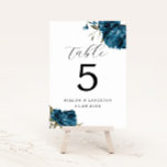 Numéro De Table Mariage de la fleur de tourbe bleu de la Marine Nu<br><div class="desc">Élégant et moderne numéro de table mariage avec aquarelle illustration de fleur de pivoine bleu marine avec verdure. Parfait pour un mariage de automne.</div>