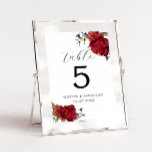 Numéro De Table Mariage de la fleur de tourbe de Bourgogne de la M<br><div class="desc">Numéro de table mariage moderne et élégant avec aquarelle illustrant la fleur de pivoine bordeaux et marine avec verdure. Parfait pour un mariage d'automne ou d'hiver.</div>