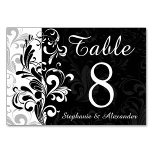 Numéro De Table Mariage de la fontaine noire blanche