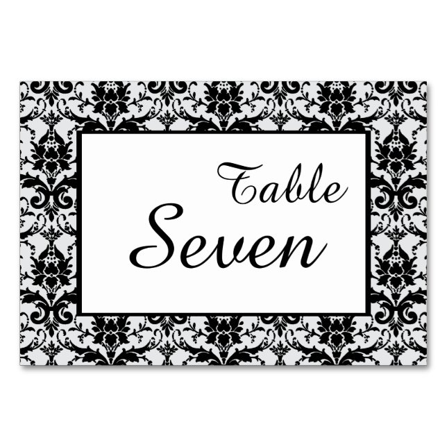 Numéro De Table Mariage de la frontière noire Damask (Devant)