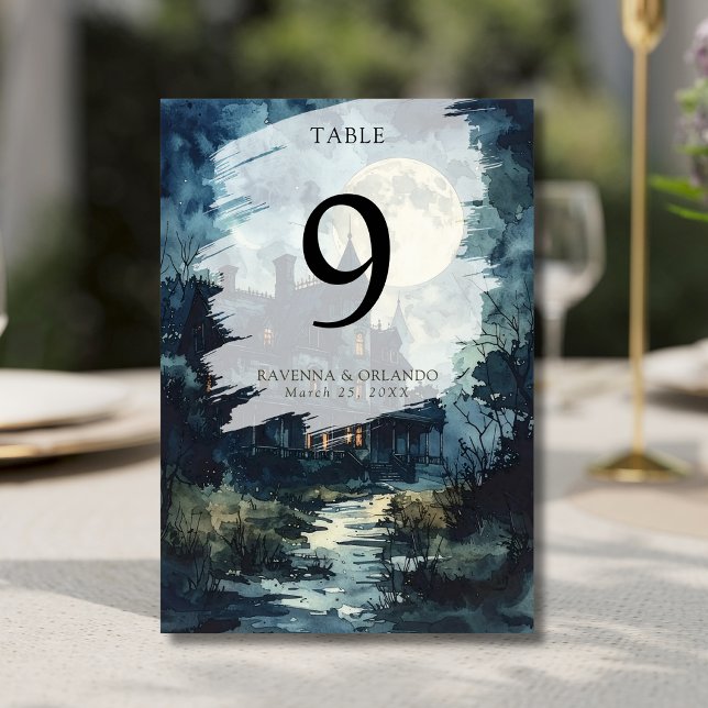 Numéro De Table Mariage de la Lune au Château Gothique d'Halloween (Créateur téléchargé)