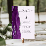 Numéro De Table Mariage de lavande d'agate d'argent violet<br><div class="desc">Le bord gauche de cette élégante carte de numéro de table mariage moderne comporte une bordure d'aquarelle violette ornée d'une parties scintillant en faux argent. Le mot "table" apparaît dans le script d'écriture manuscrite gris charbon sur un arrière - plan lavande pâle. Ajoutez les noms de vos invités qui sont...</div>