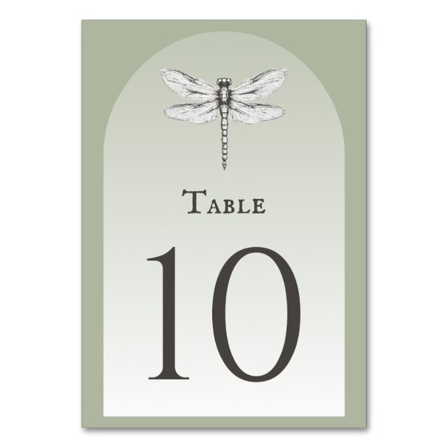 Numéro De Table Mariage de libellules de Sage Green (Par défaut)