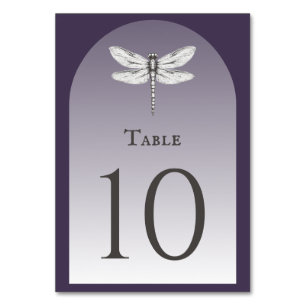 Numéro De Table Mariage de libellules violettes foncées