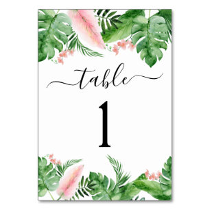 Numéro De Table Mariage de luau à l'aquarelle florale de palmier t