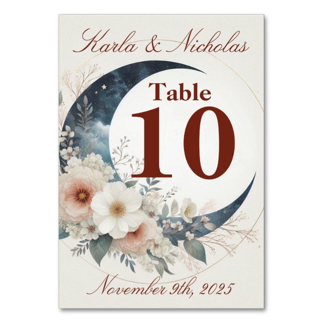 Numéro De Table Mariage de lune blanc et cannelle (Par défaut)