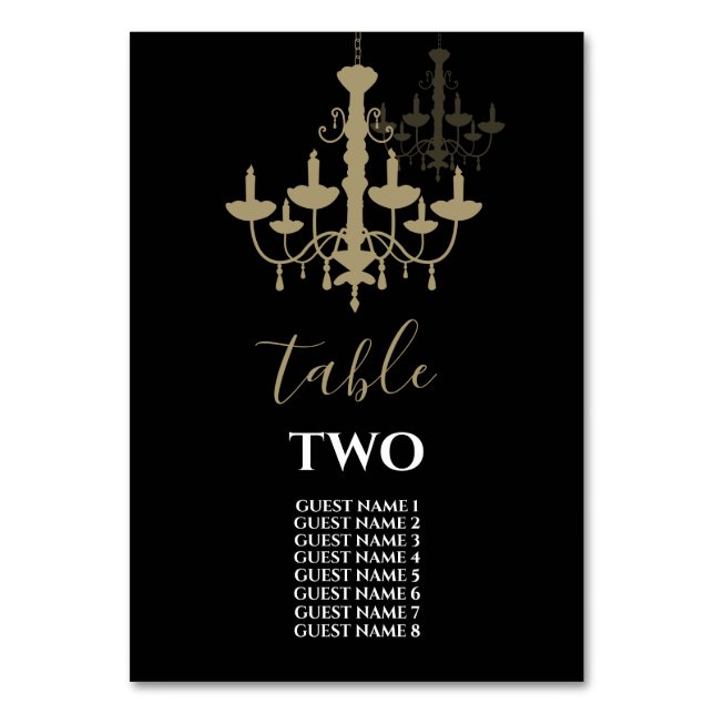 Numéro De Table Mariage de lustre d'or noir Noms des invités (Par défaut)