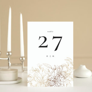 Numéro De Table Mariage de monogramme blanc élégant à huile