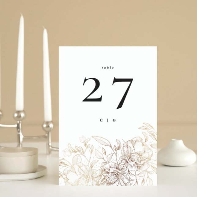 Numéro De Table Mariage de monogramme blanc élégant à huile (Créateur téléchargé)